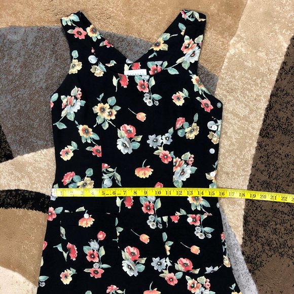 Women’s Black Vintage Floral Print Dress, Size 5/6 - Picture 4 of 7